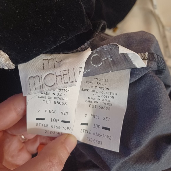 My Michelle Vintage Black Velvet Victorian Lace Bib Skirt Set Goth Dark Academia - Picture 2 of 16